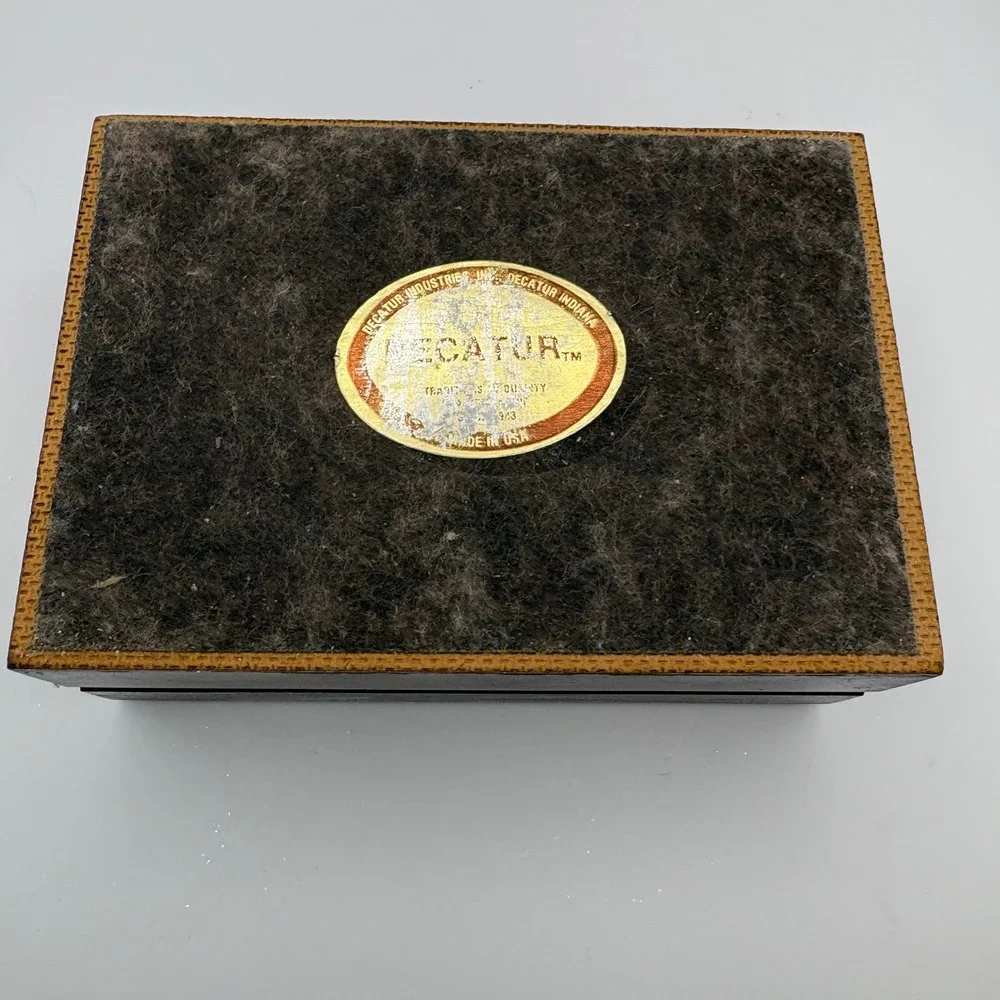 Decatur Industries Trinket Jewelry Box Brown Walnut Wood 6-Slot Velvet MCM